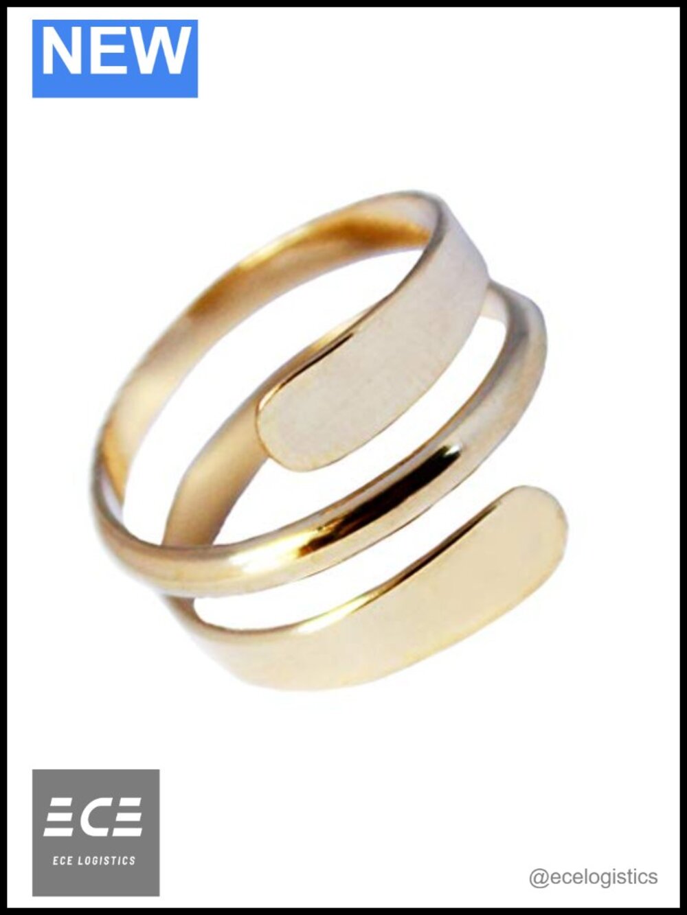 14K Gold Fill Adjustable Wrap Ring Unisex Handcrafted Size 8-11